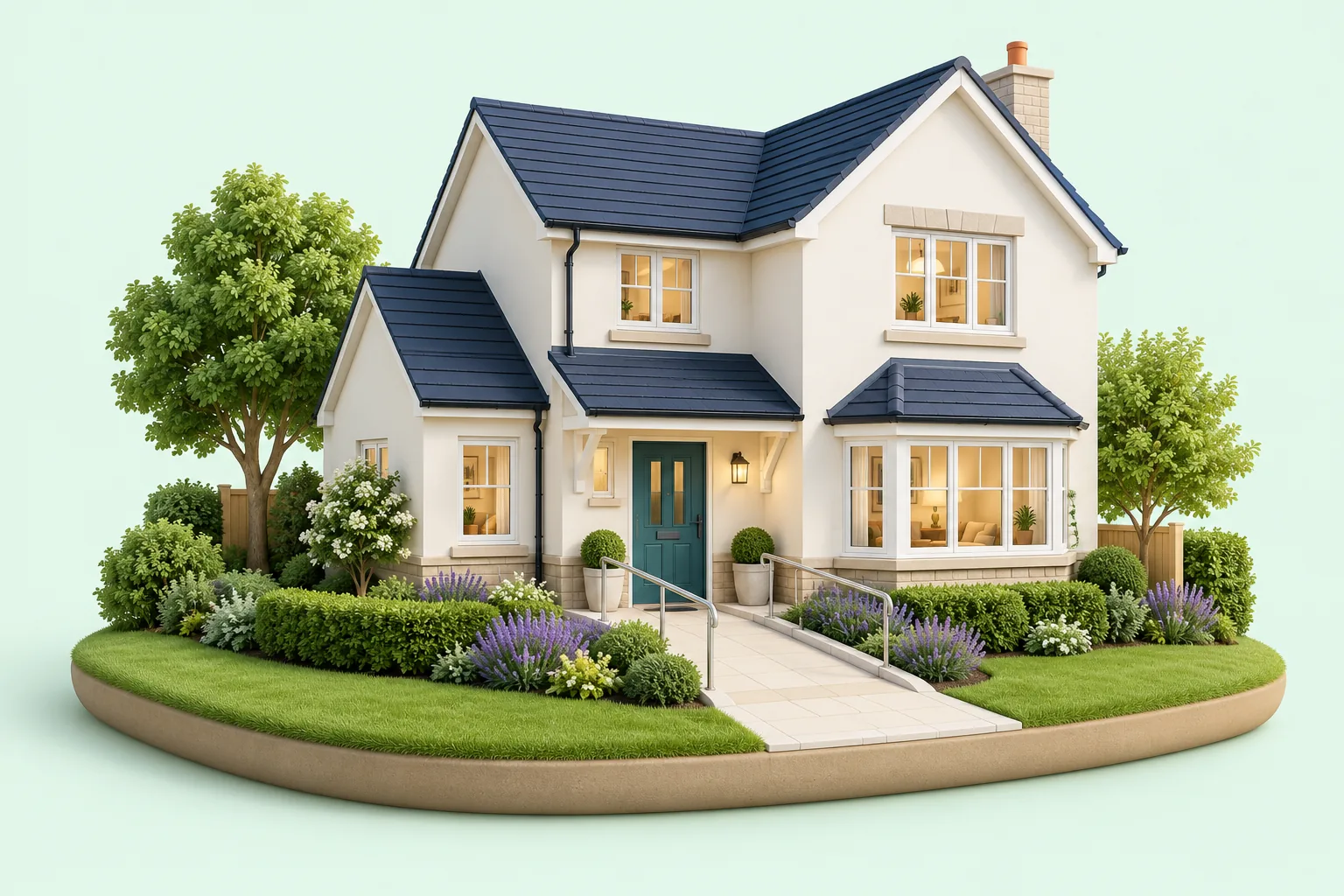 3D illustration of a welcoming home with an accessible garden path